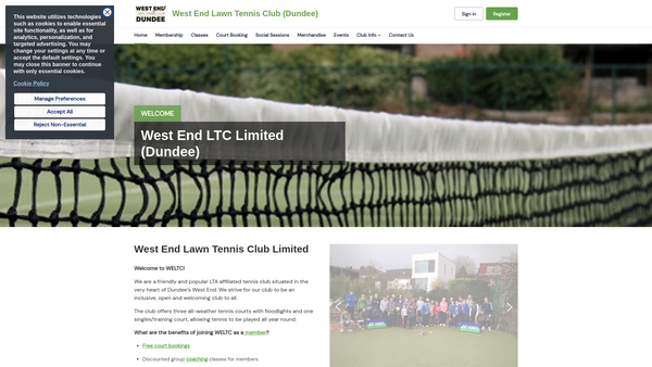 Screenshot of the West End Lawn Tennis Club Limited website