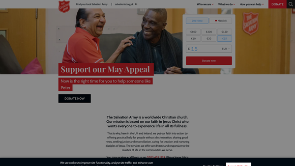 Screenshot of the Salvation Army Social Work Trust website
