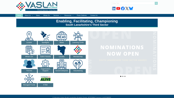 Screenshot of the Voluntary Action South Lanarkshire website