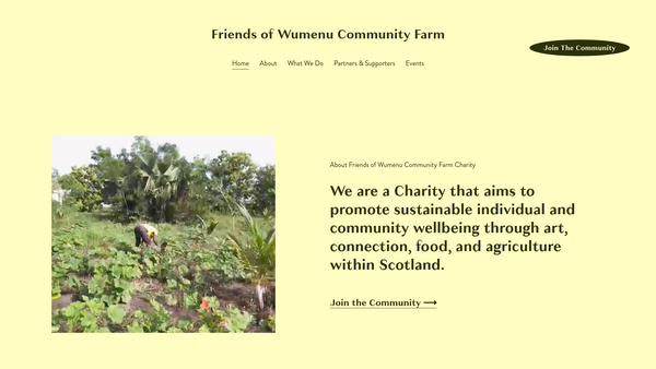 Screenshot of the Friends of Wumenu Community Farm website