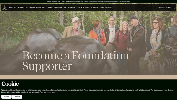 Screenshot of the Jupiter Artland Foundation website