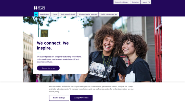 Screenshot of the British Council website
