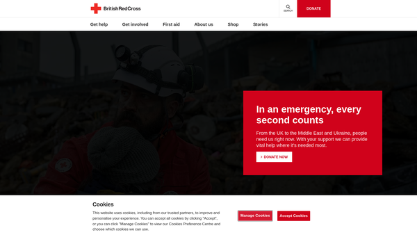 Screenshot of the The British Red Cross Society website
