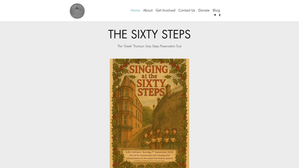 Screenshot of the Greek Thomson Sixty Steps Preservation Trust website