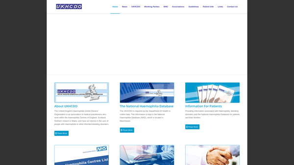Screenshot of the United Kingdom Haemophilia Centre Doctors Organisation website
