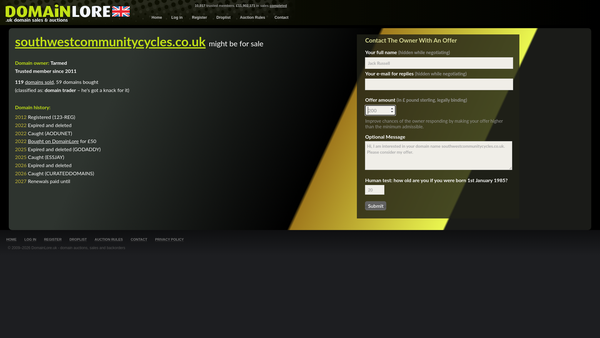 Screenshot of the South West Community Cycles website