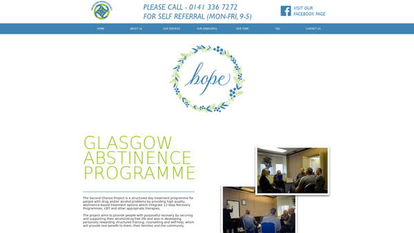 Screenshot of the Second Chance Project Scotland website