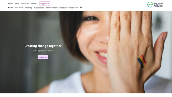 Screenshot of the Equality Network Ltd website