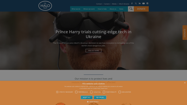 Screenshot of the The HALO Trust website