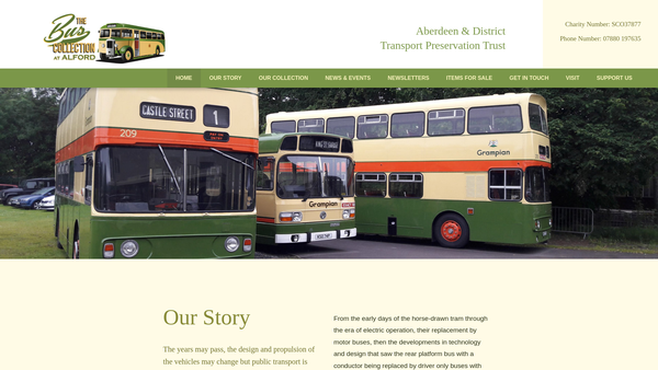 Screenshot of the Aberdeen & District Transport Preservation Trust website