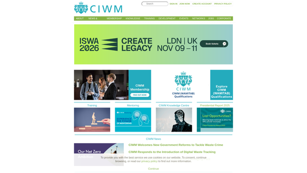 Screenshot of the Chartered Institution of Wastes Management website