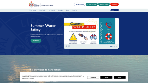 Screenshot of the The Royal Life Saving Society - UK website