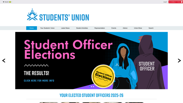 Screenshot of the Aberdeen University Students Association website