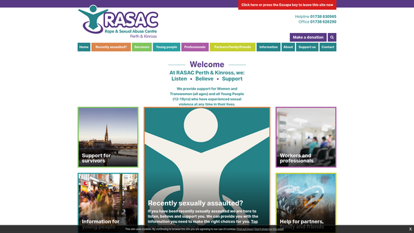 Screenshot of the Rape and Sexual Abuse Centre Perth and Kinross website
