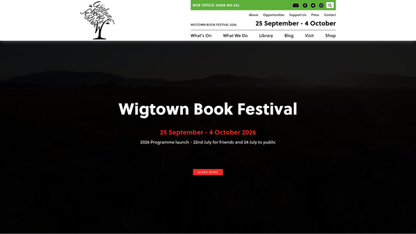 Screenshot of the Wigtown Festival Company website