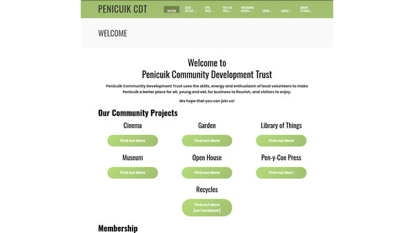 Screenshot of the Penicuik Community Development Trust Ltd website