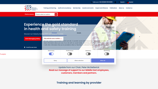 Screenshot of the British Safety Council website