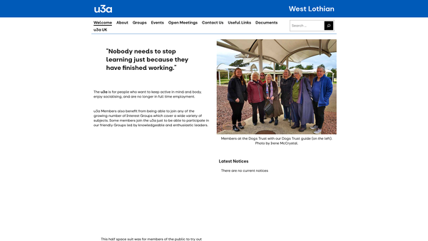 Screenshot of the West Lothian University Of The Third Age website