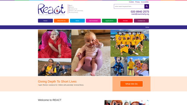 Screenshot of the React website