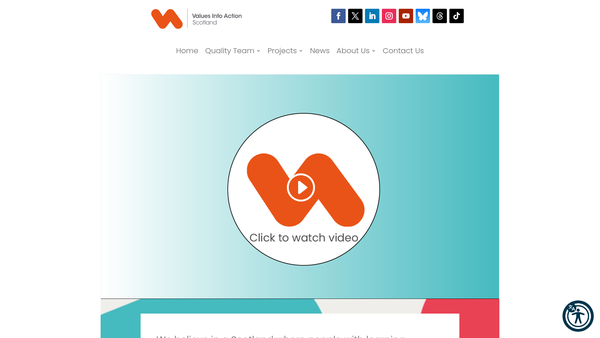 Screenshot of the Values Into Action Scotland website