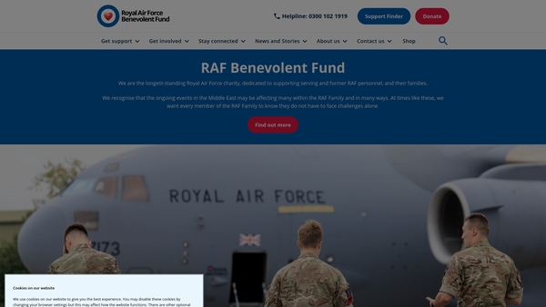 Screenshot of the The Royal Air Force Benevolent Fund website