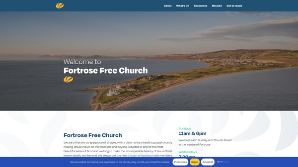 Screenshot of the Fortrose Free Church of Scotland website
