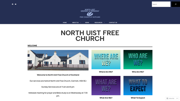 Screenshot of the North Uist Free Church of Scotland website