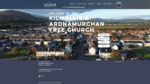 Screenshot of the Kilmallie and Ardnamurchan Free Church of Scotland website