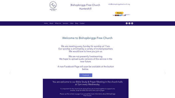 Screenshot of the Bishopbriggs Free Church Of Scotland website
