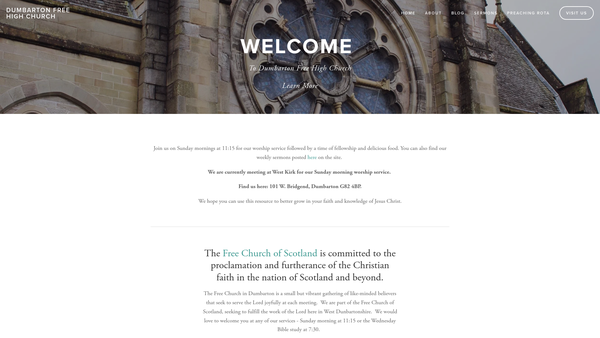 Screenshot of the Dumbarton Free Church Of Scotland website