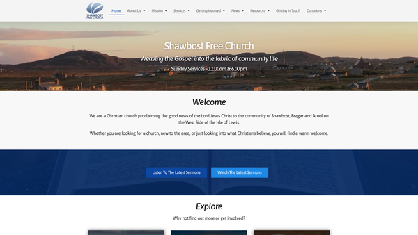 Screenshot of the Shawbost Free Church of Scotland website