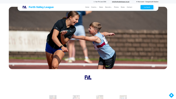 Screenshot of the Forth Valley Athletic League website