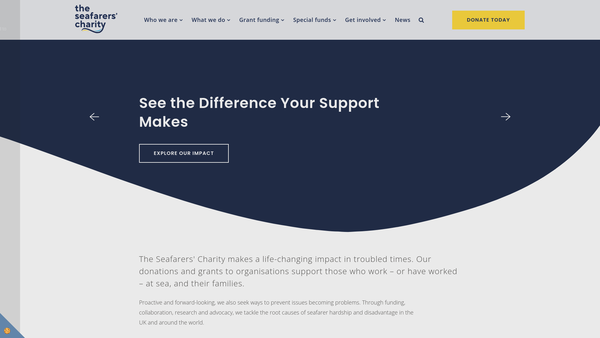 Screenshot of the The Seafarers’ Charity (King George’s Fund for Sailors) website