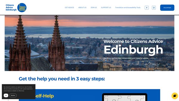 Screenshot of the Citizens Advice Edinburgh website