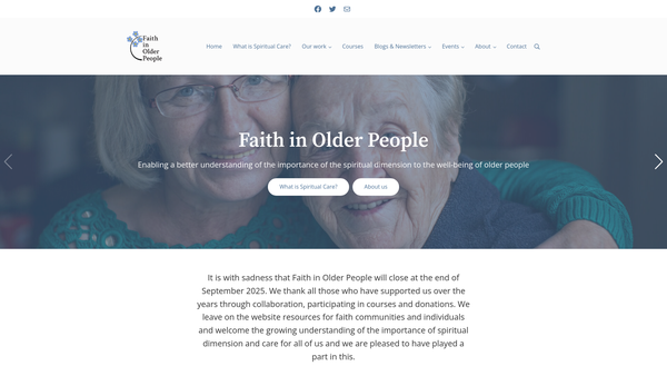 Screenshot of the Faith In Older People website
