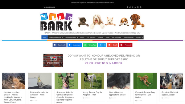 Screenshot of the Berwick Animal Rescue Kennels website