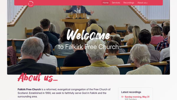 Screenshot of the Falkirk Free Church of Scotland website
