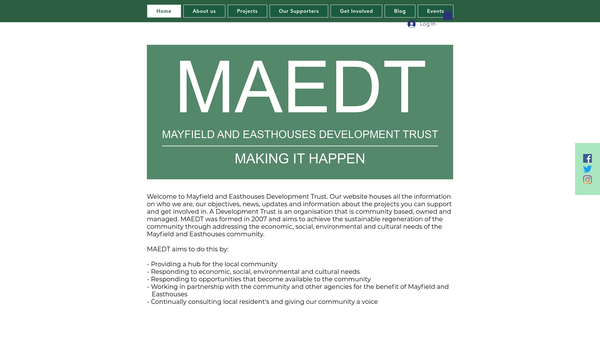 Screenshot of the Mayfield & Easthouses Development Trust website