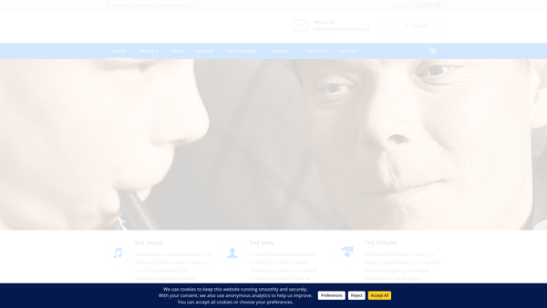 Screenshot of the The Gordon Duncan Memorial Trust website