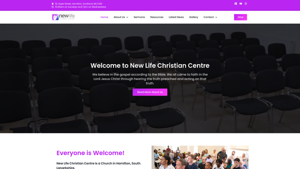 Screenshot of the New Life International Outreach website