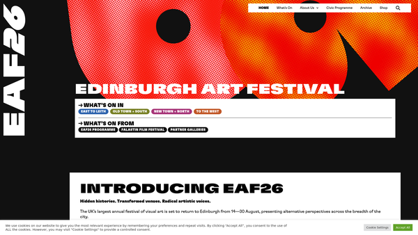 Screenshot of the Edinburgh Art Festival website