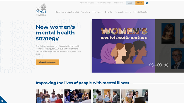 Screenshot of the Royal College Of Psychiatrists website