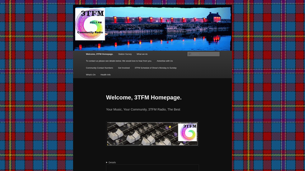 Screenshot of the 3TFM Community Radio For Health website