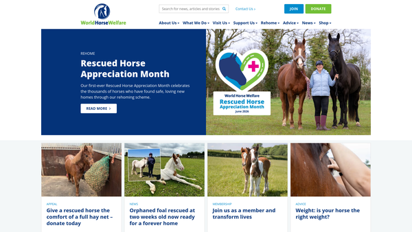 Screenshot of the World Horse Welfare website