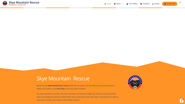 Screenshot of the Skye Mountain Rescue Team website