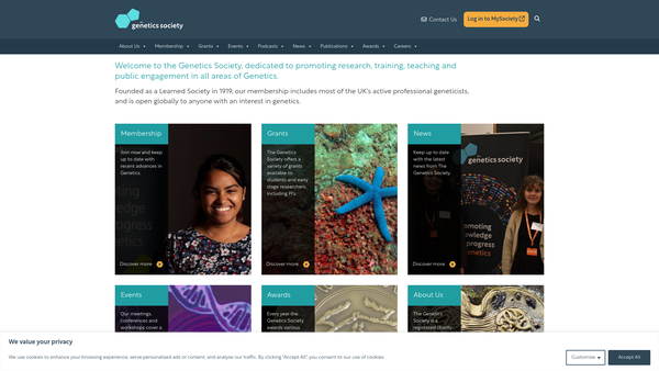 Screenshot of the The Genetics Society website