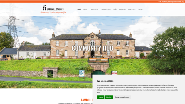 Screenshot of the Lambhill Stables Ltd website
