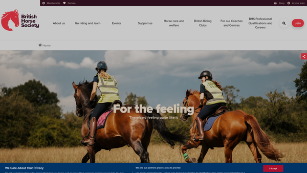 Screenshot of the The British Horse Society website