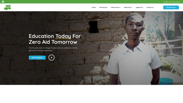 Screenshot of the Rwandan School Village Project website
