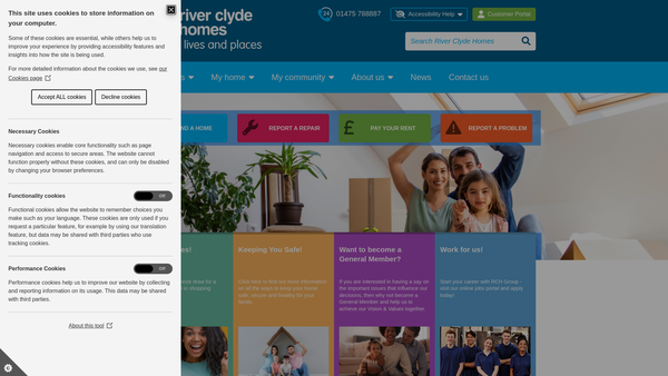 Screenshot of the River Clyde Homes website